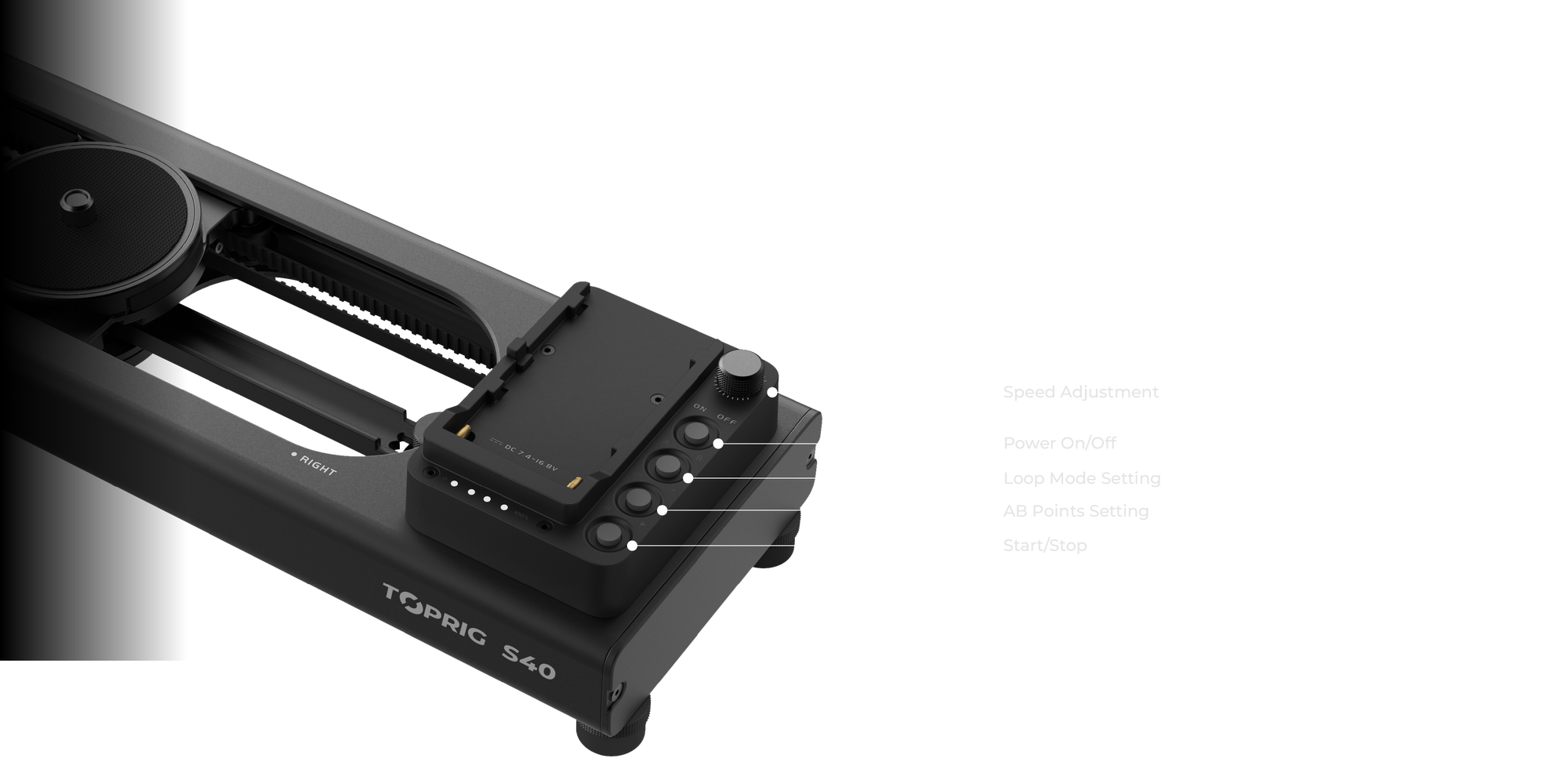 Accsoon TopRig S40 S60 button controlled motorized slider for standalone use