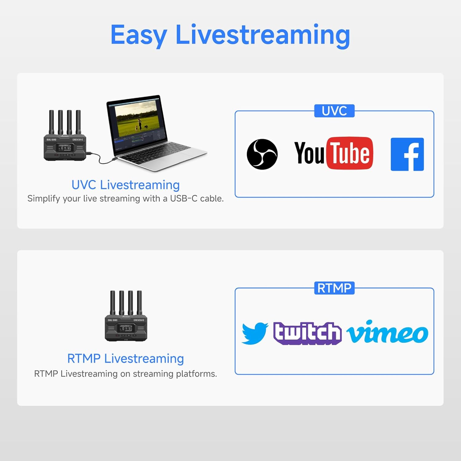 Accsoon CineView HE Wireless Video Transmitter, 1200ft, Low