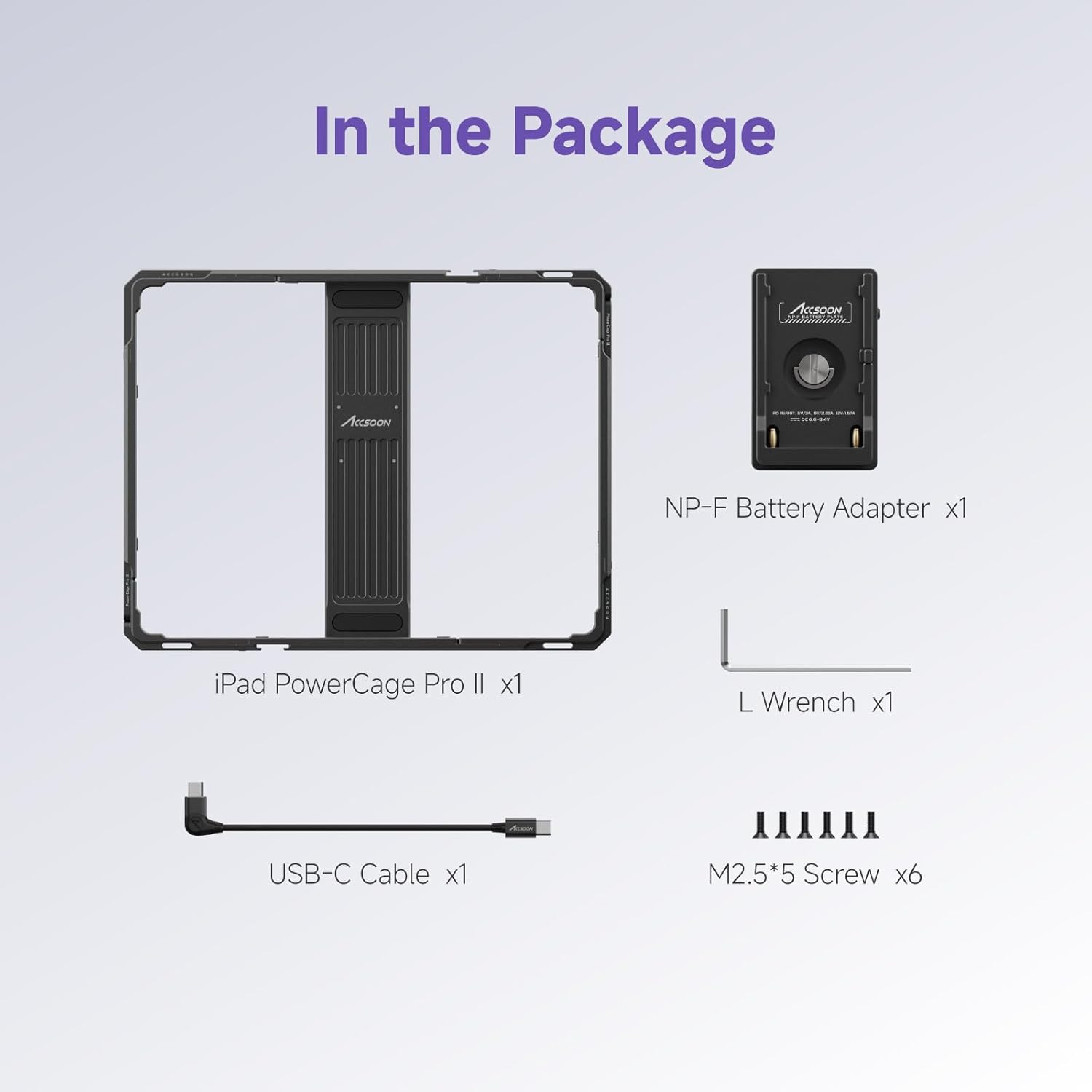 Accsoon PowerCage Pro II iPad Pro 12.9 Cage, NP-F Mount, SeeMo
