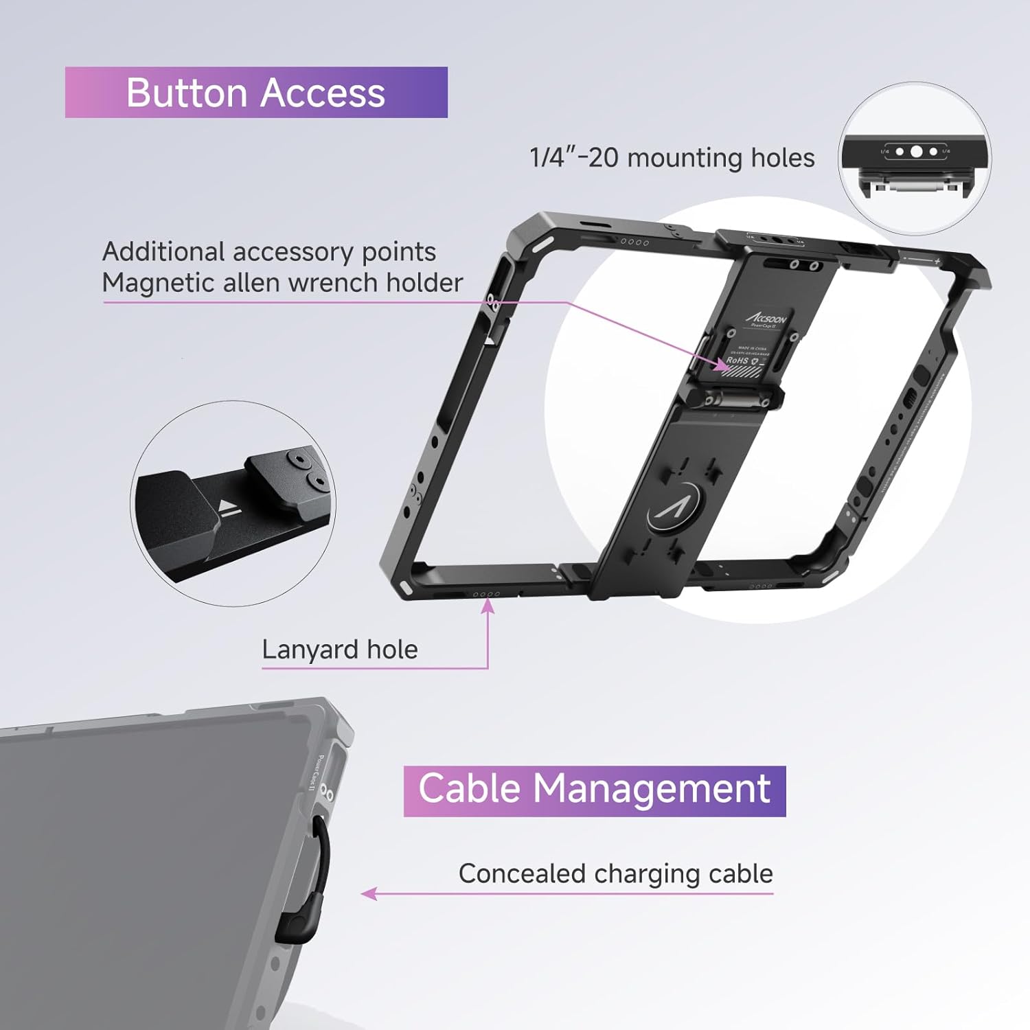 Accsoon PowerCage Pro II iPad Pro 12.9 Cage, NP-F Mount, SeeMo