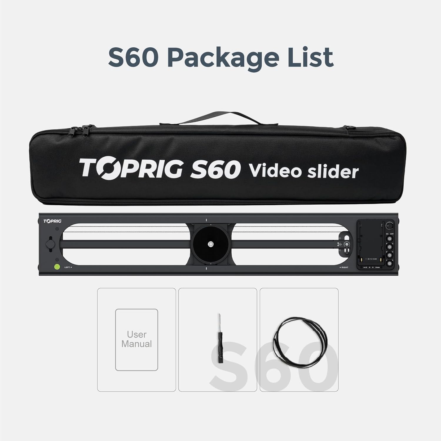 TOPRIG S40 / S60 Camera Slider, 120° Pan, 4kg Load, App Control