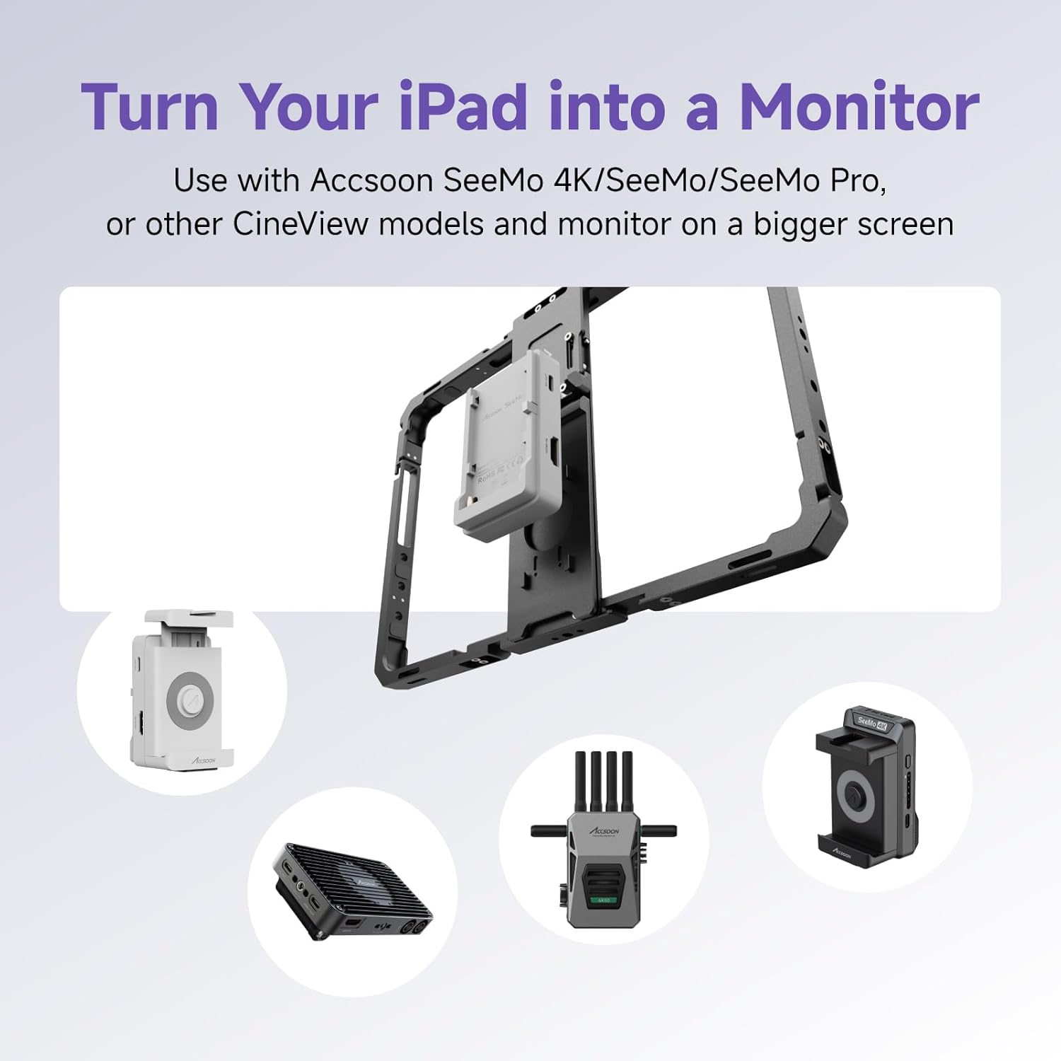 Accsoon PowerCage Pro II iPad Pro 12.9 Cage, NP-F Mount, SeeMo