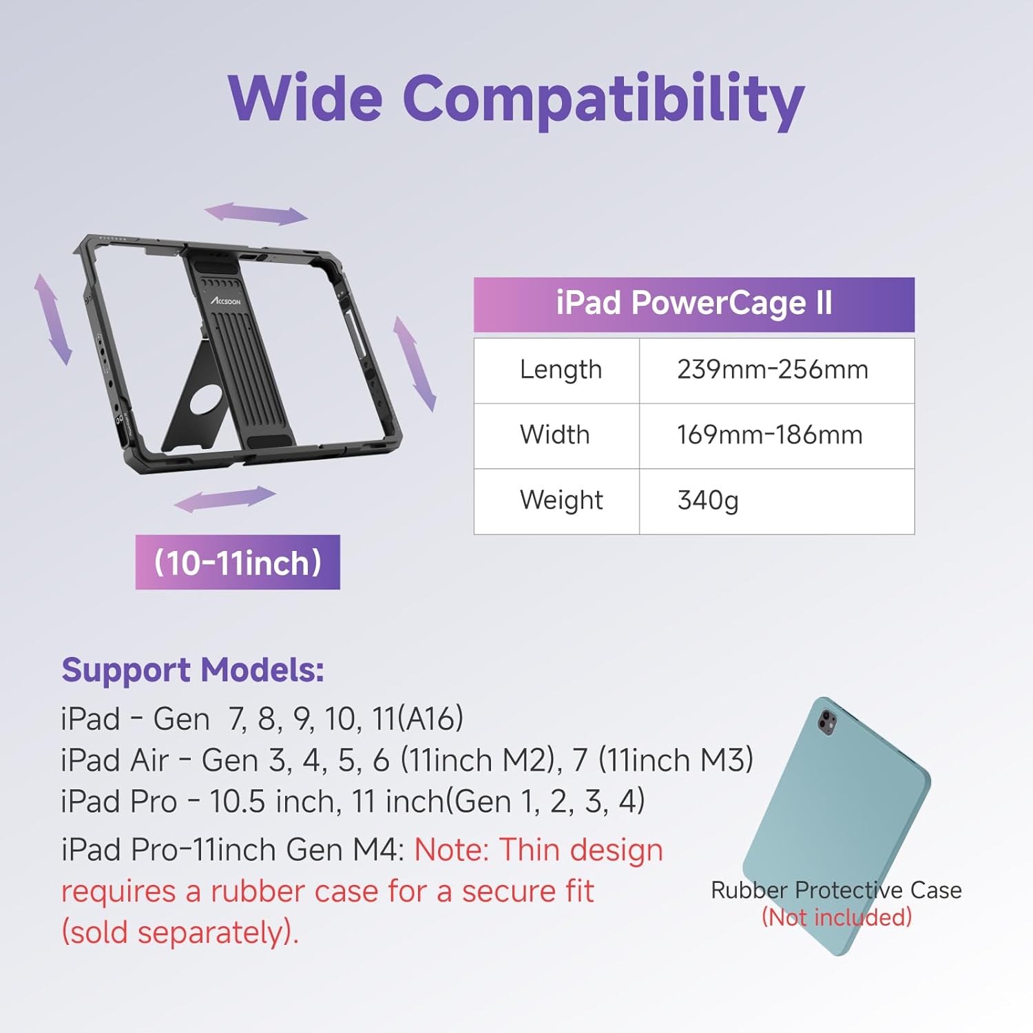 Accsoon PowerCage II iPad Cage for iPad 7–11 & Pro, NP-F Mount