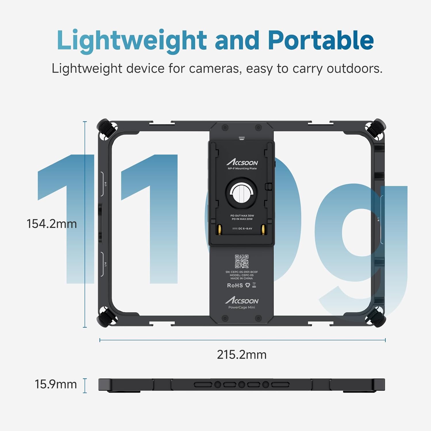 Accsoon PowerCage Mini iPad mini 6/7 Cage with Sunhood, NP-F Mount