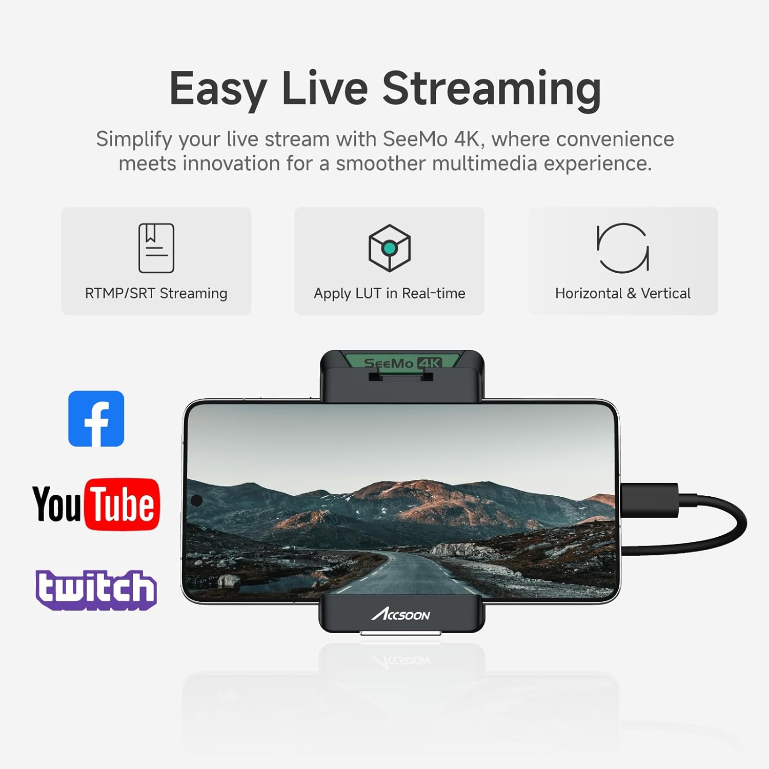 Accsoon SeeMo 4K – Trasmettitore HDMI Per IPhone/iPad Con Monitoraggio UHD E Streaming Live