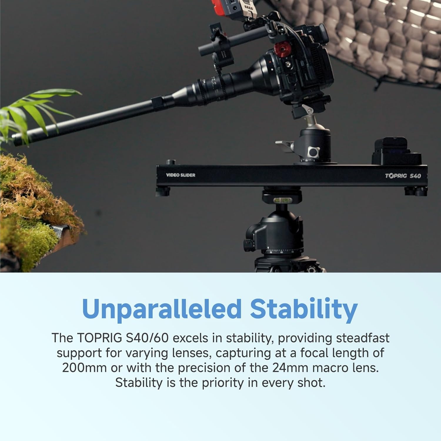 TOPRIG S40 / S60 Camera Slider, 120° Pan, 4kg Load, App Control