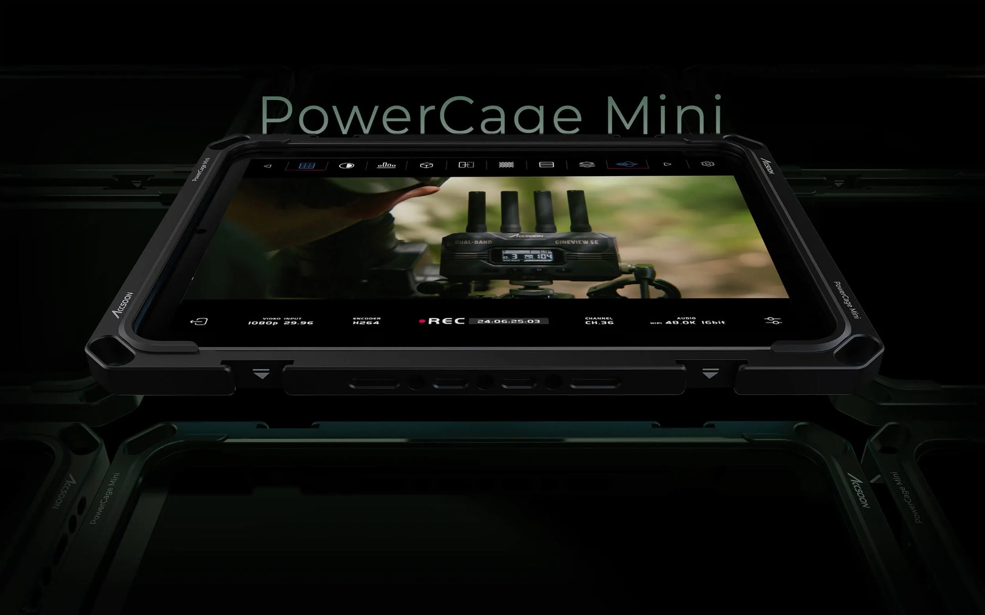 Accsoon PowerCage Mini compact iPad monitor cage for on camera monitoring