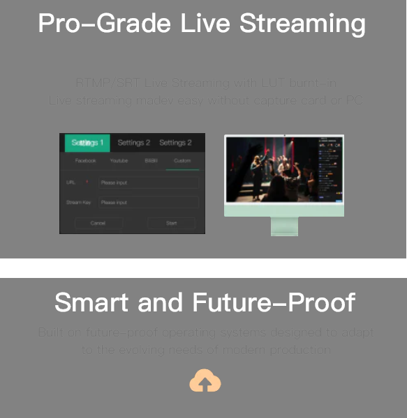 Accsoon CineView M7 series RTMP SRT live streaming with LUT support without capture card or PC