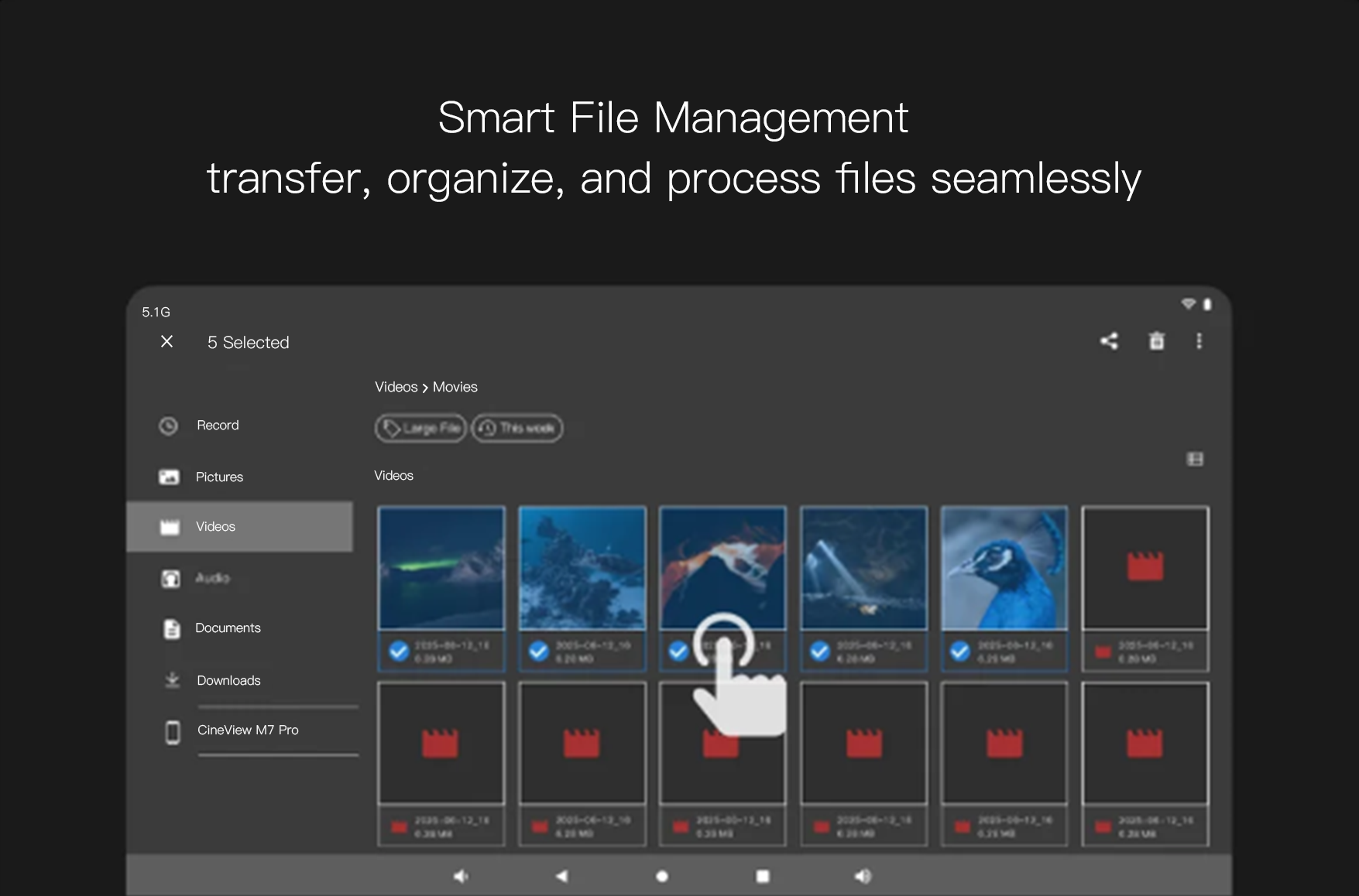 Accsoon CineView M7 series smart file management for transfer and media organization